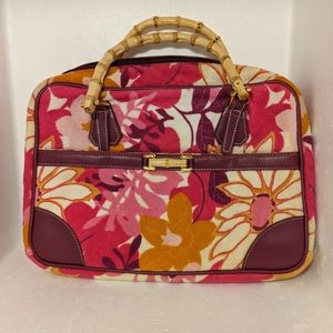 Vintage Terry Cloth Bag with Bamboo Handles